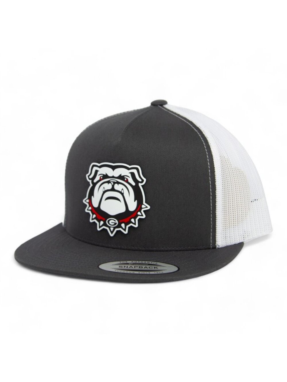 Georgia Bulldogs UGA 3D YP Snapback Flat Bill Trucker Hat- Charcoal/ White